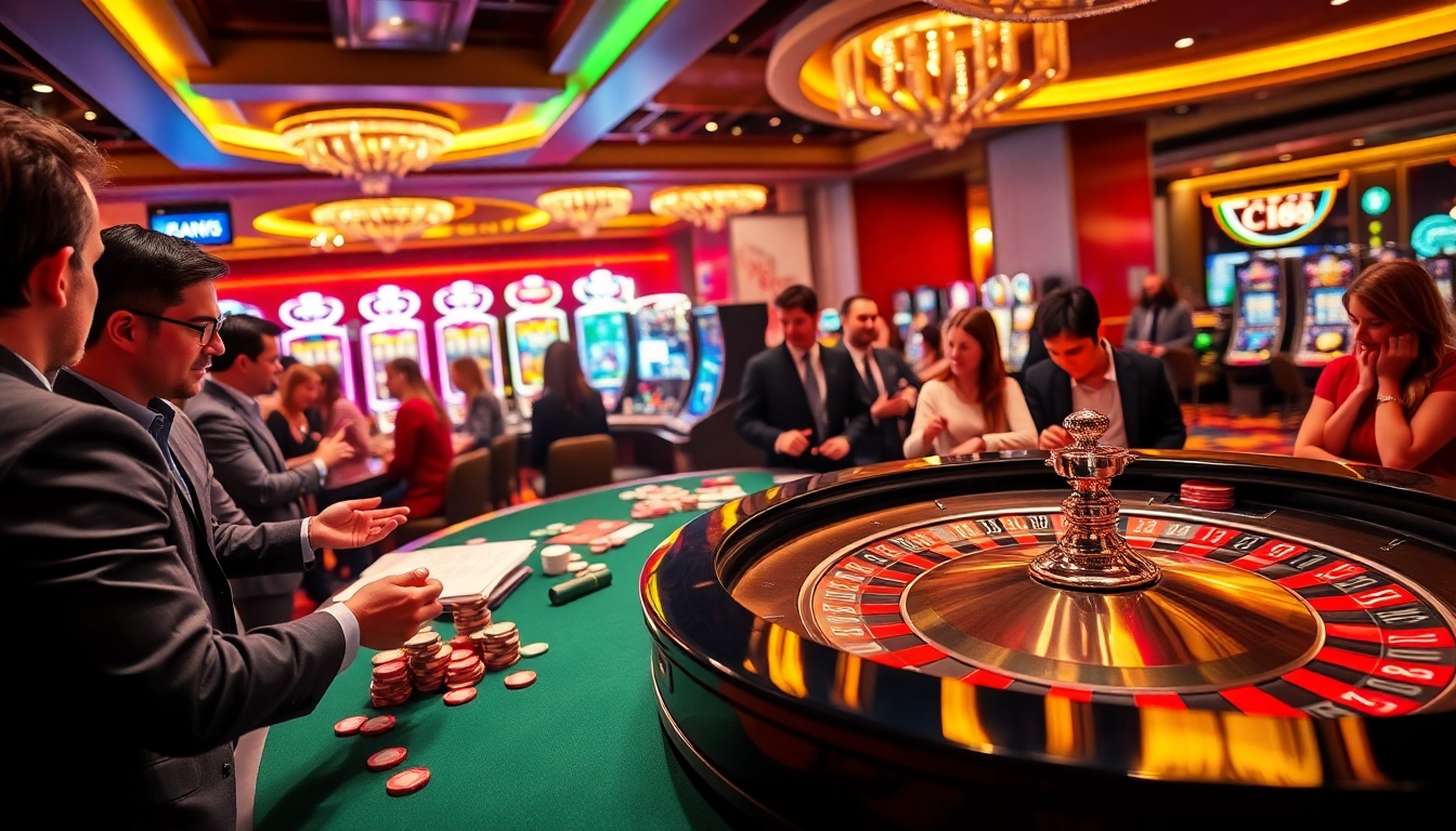 Players enjoying a lively roulette game at a casino, featuring C168 strategies for success.