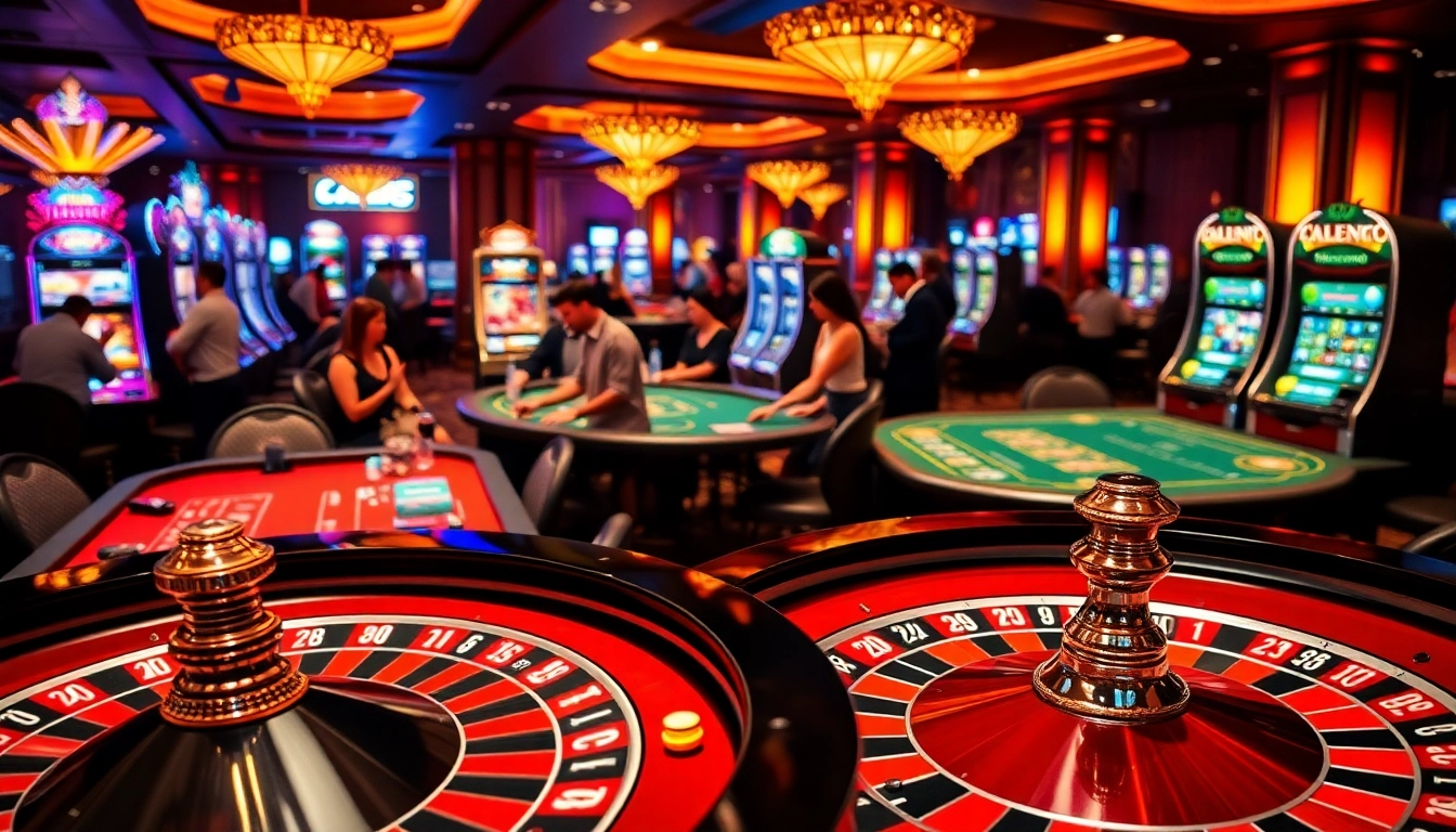 Experience the thrill of gambling at 32win with vibrant poker tables and a roulette wheel that captures the excitement.