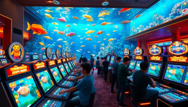 Action-packed scene of players enjoying bắn cá C168 in an exciting casino setting with colorful graphics.