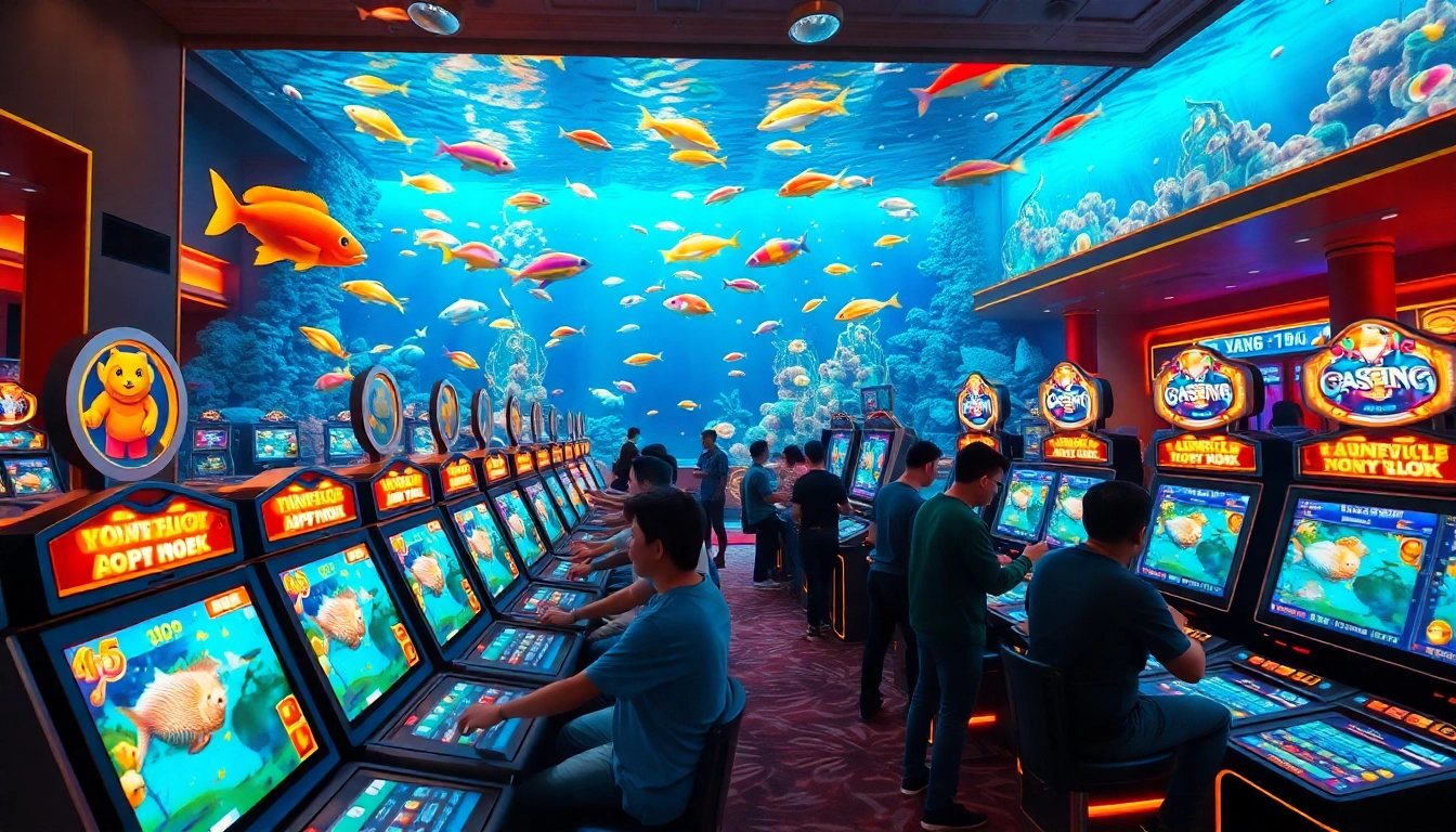 Action-packed scene of players enjoying bắn cá C168 in an exciting casino setting with colorful graphics.